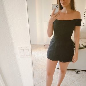 Black Crochet Romper